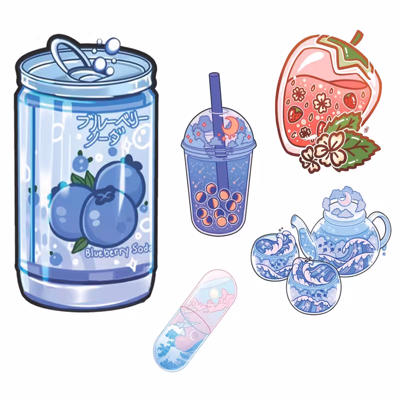 استیکر تزئینی موبایل و تبلت مدل نوشیدنی کد 2804 مجموعه 5 عددی