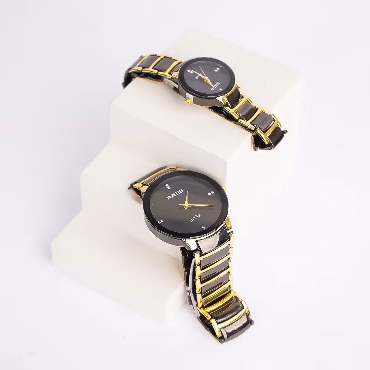 ست ساعت مشکی طلایی مدل Rado