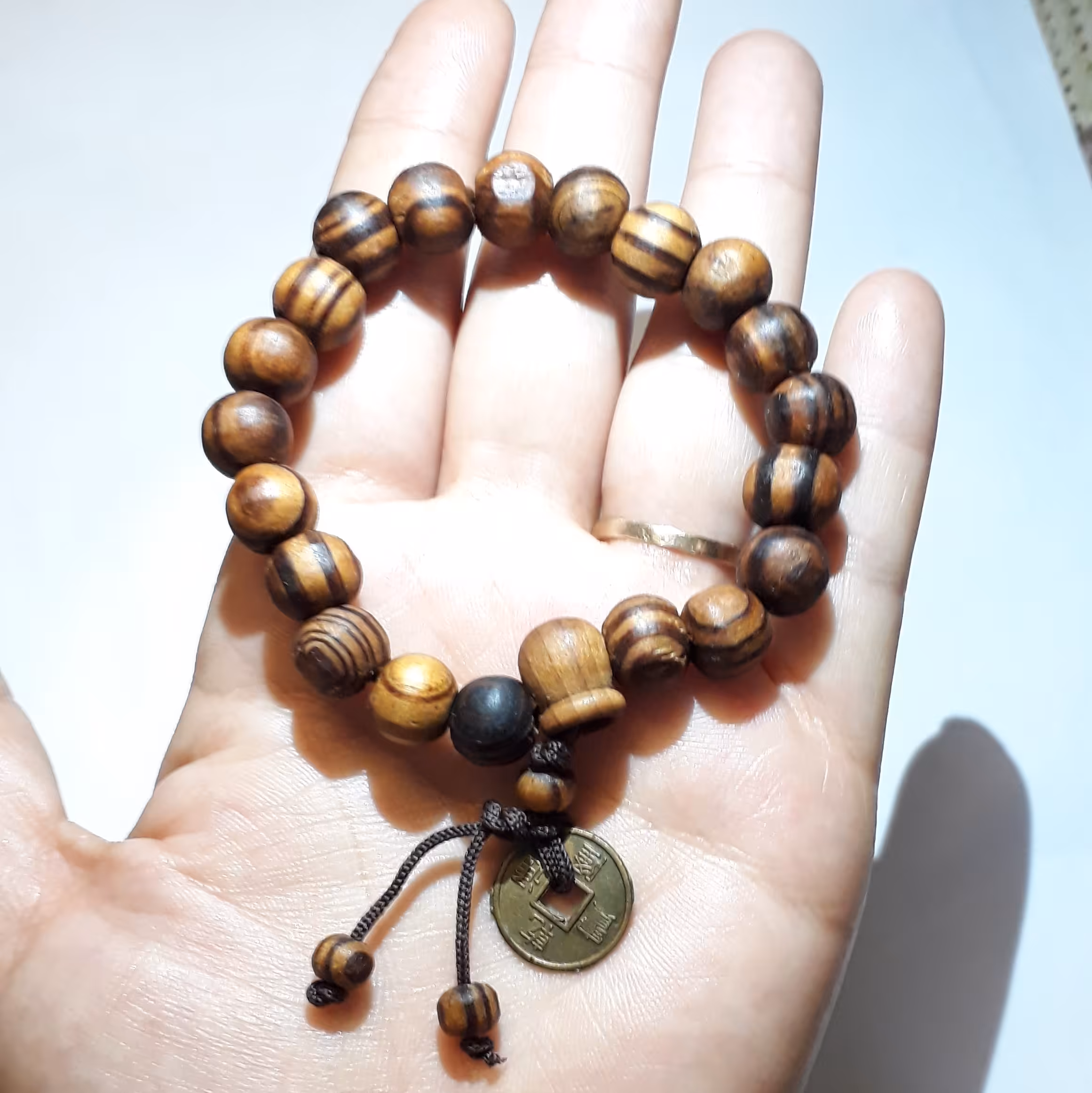 دستبند زیبای چوبی مخراج دار،  فری سایز