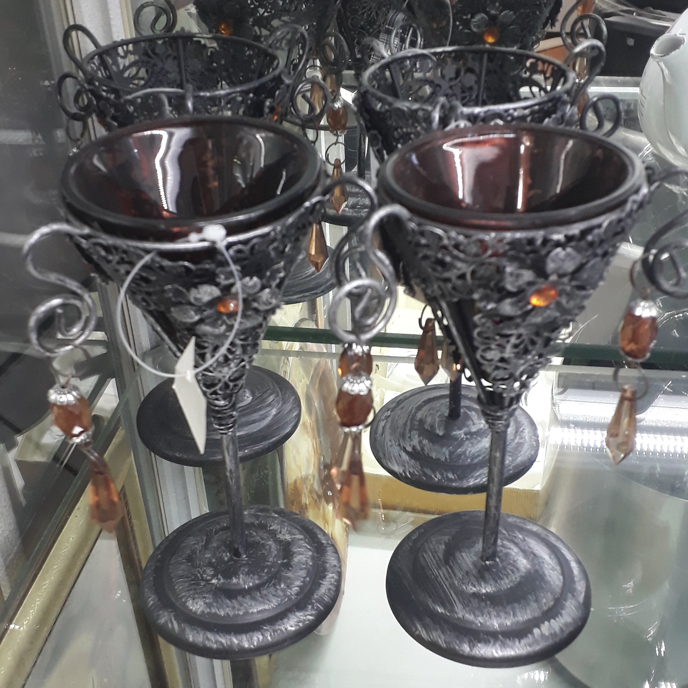 جا شمعی مدل لوستری تزئینی نگین دار
