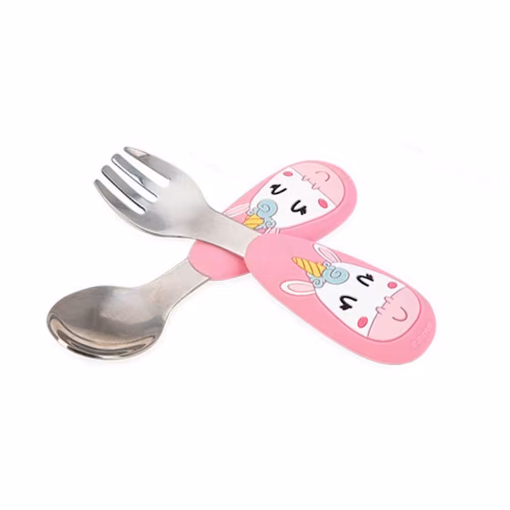 قاشق و چنگال استیل 12  ماه نابی NUBY طرح یونی کورن