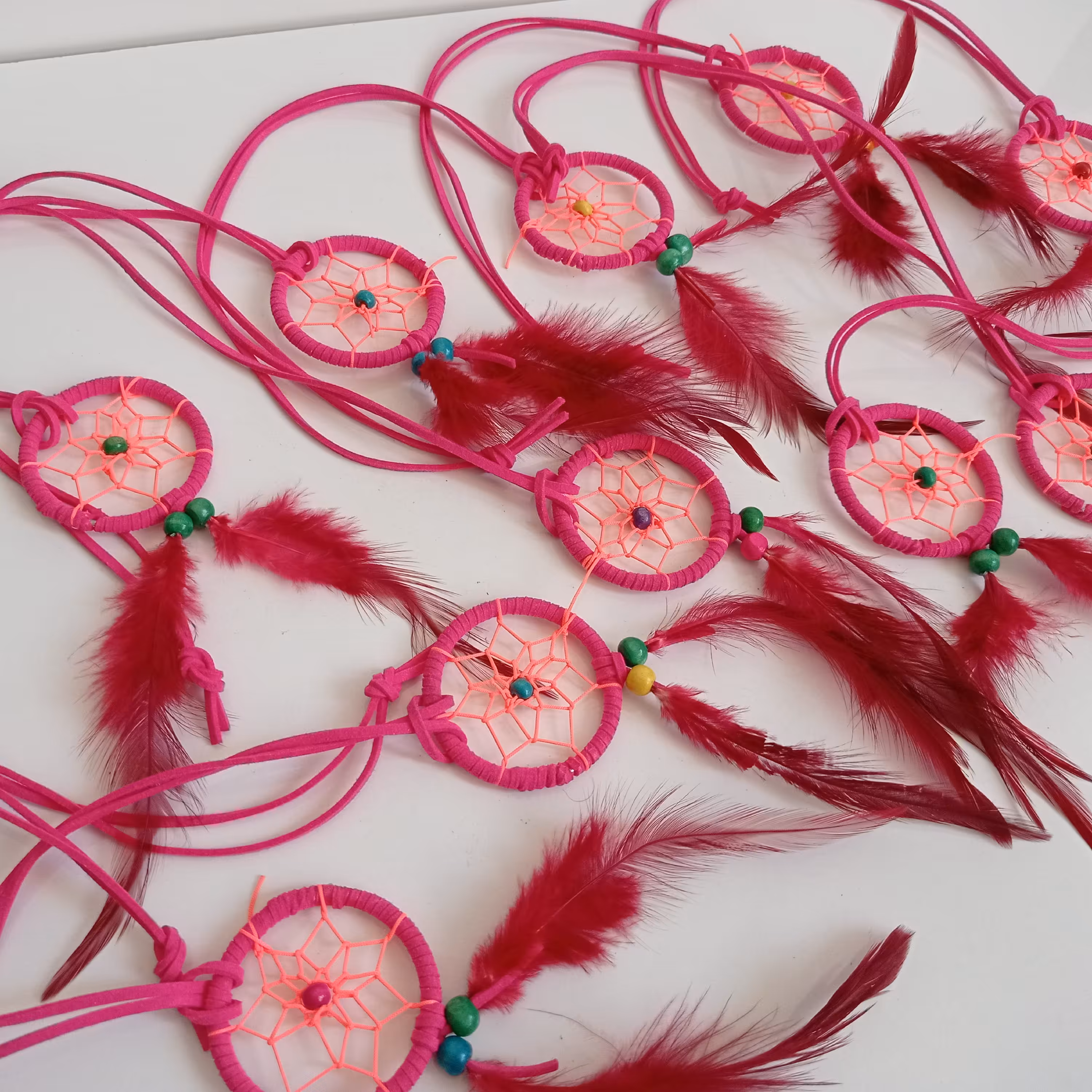 آویز ماشین و دریم کیچر یا کابوس گیر  صورتی رنگ با کیفیت عالی 