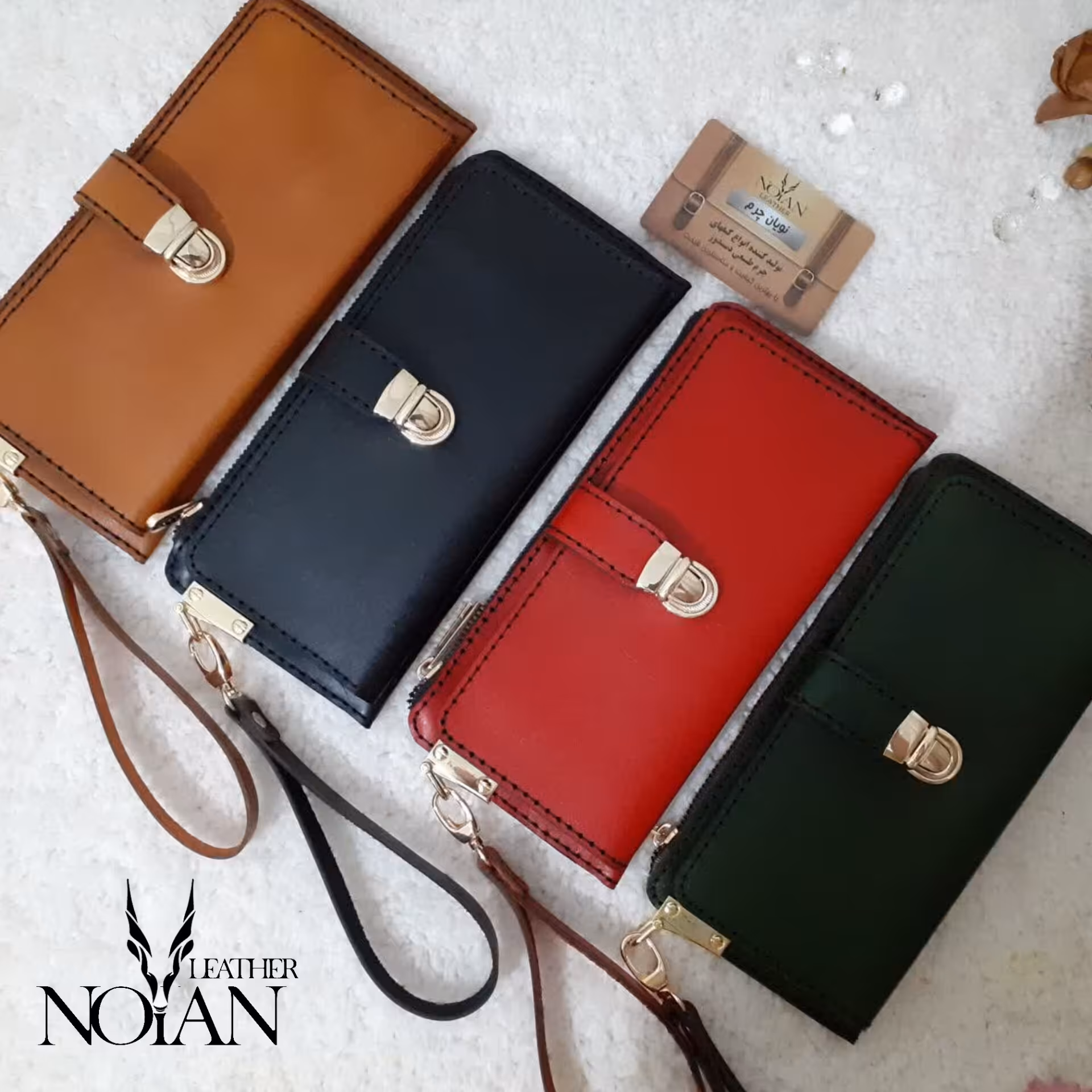 کیف پول زنانه چرم طبیعی دستدوز  شیک