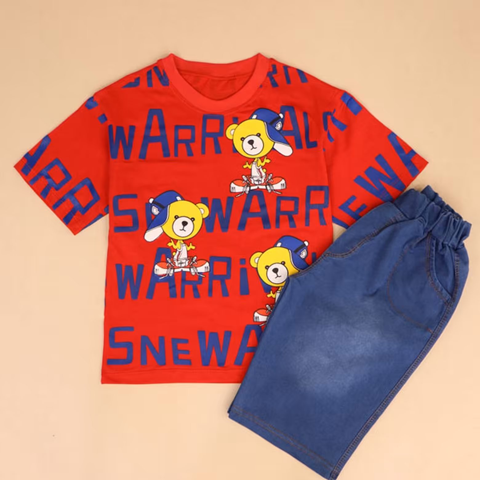 بلوز بگ و شلوارک طرح خرس مناسب 2 تا 10 سال جنس پنبه