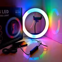 رینگ لایت مدل RBG تنوع رنگی فول ریموت دار همراه با پایه دارای گارانتی ضمانت تعویض