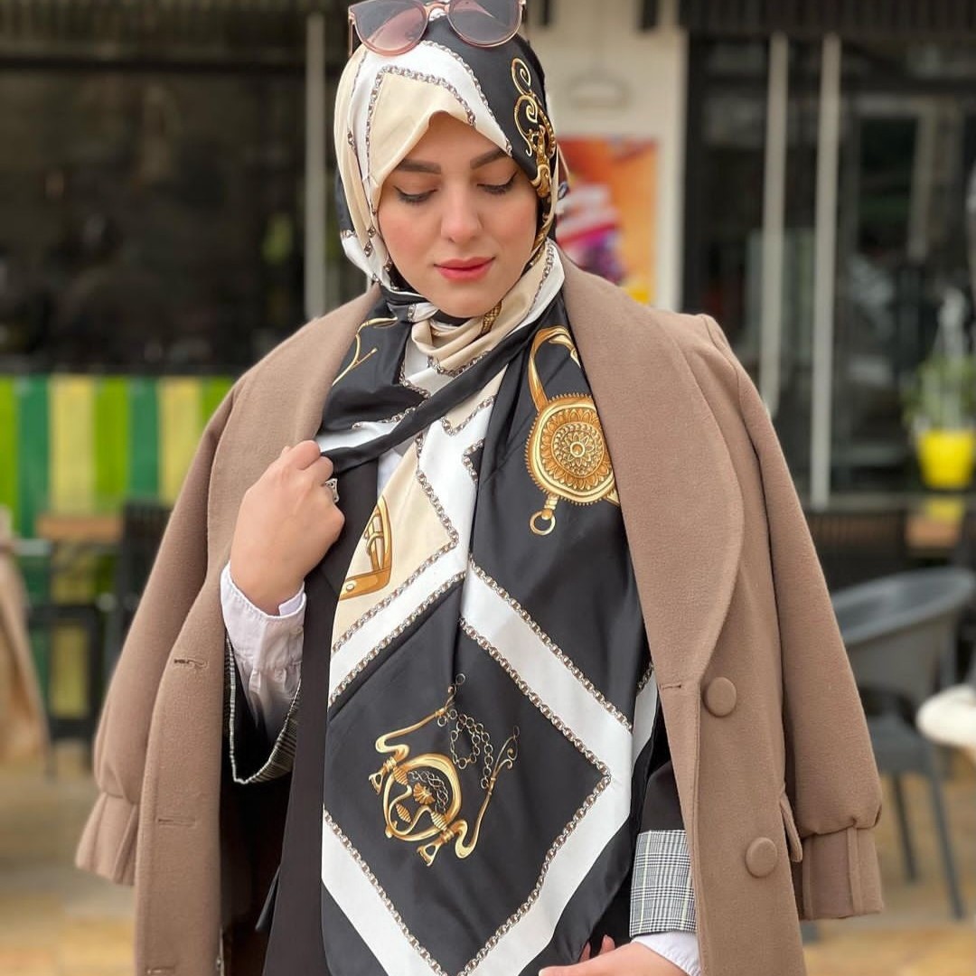 روسری مجلسی ابریشم کجراه یا ابریشم توییل ارسال رایگان روسری شیک روسری خاص