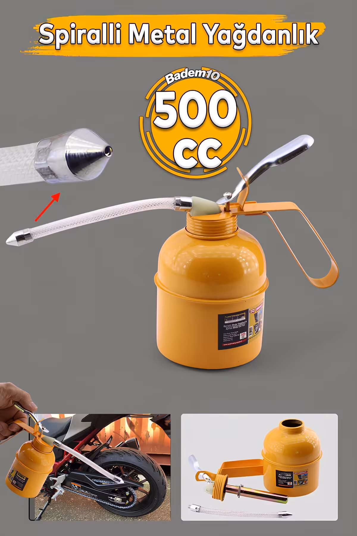 پاشنه روغن فلزی زرد ساخته شده 500 میل کارگاه ماشین با بدن مارپیچی Badem10
