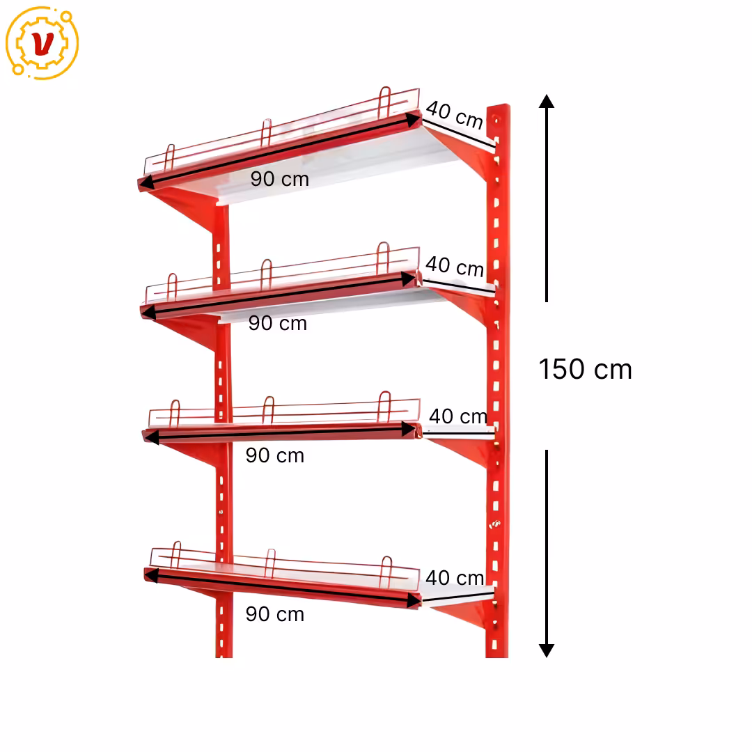 خرید و قیمت قفسه دیواری چند منظوره 4 طبقه 90x40 ارتفاع 150 سانتی متر - قفسه‌بندی وکیلی