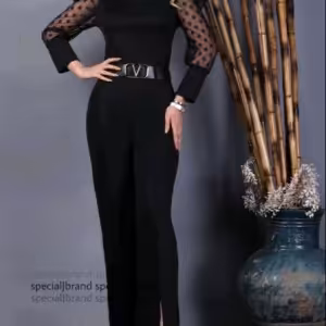 سرهمی زنانه کرپ باربی آستین تور خالدار