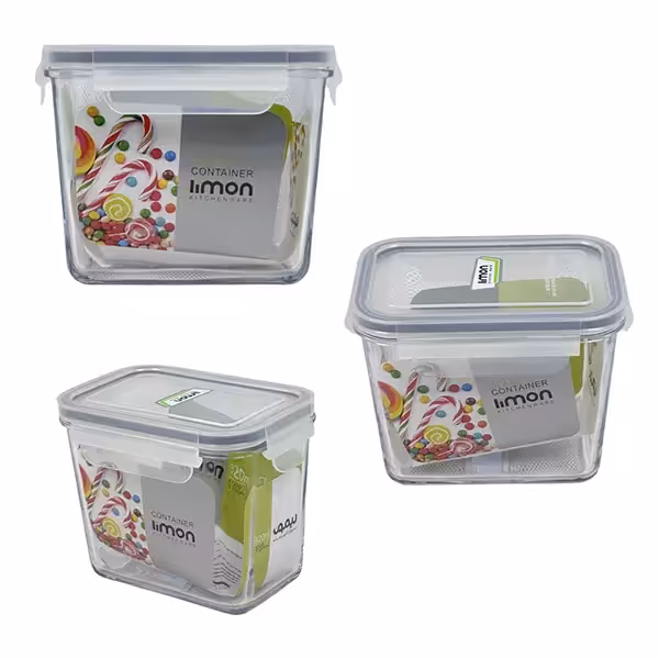 ظرف شیشه ای مستطیل دربدار 920 میل لیمون