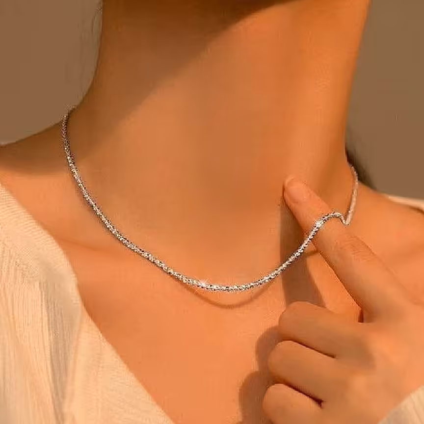 گردنبند خاویاری استیل و رنگ ثابت طلایی و نقره ای 