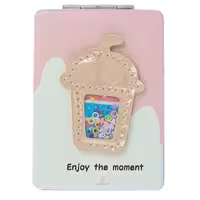 آینه مستطیلی جیبی (آرایشی) فانتزی طرح برجسته بستنی صورتی 095