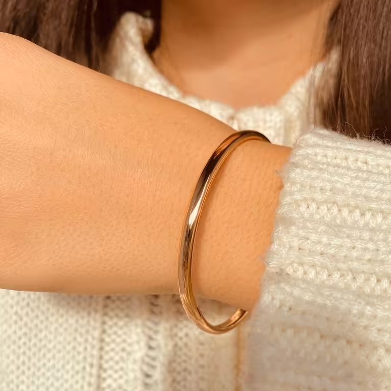 دستبند النگویی ساده ژوپینگ نازک کد 793 رنگ ثابت و ضد حساسیت