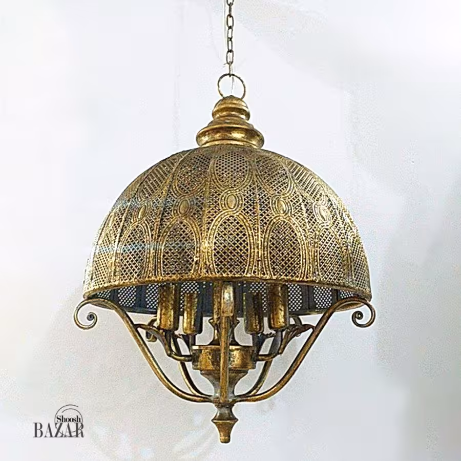 لوستر آنتیک طلایی 6 شعله