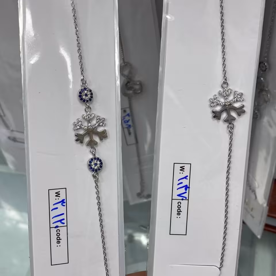 دستبند نقره دونه برف و چشم نظر 