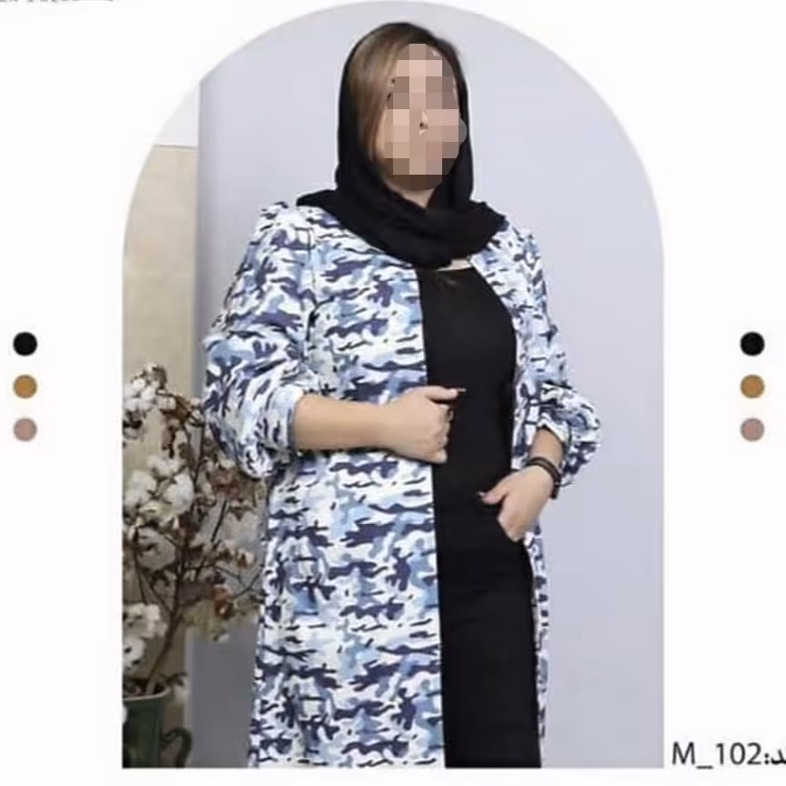 مانتو طرح چریکی، قد 120، جنس کرپ، گرم بالا، کیفیت بسیار عالی، سایز 40،42،44،46