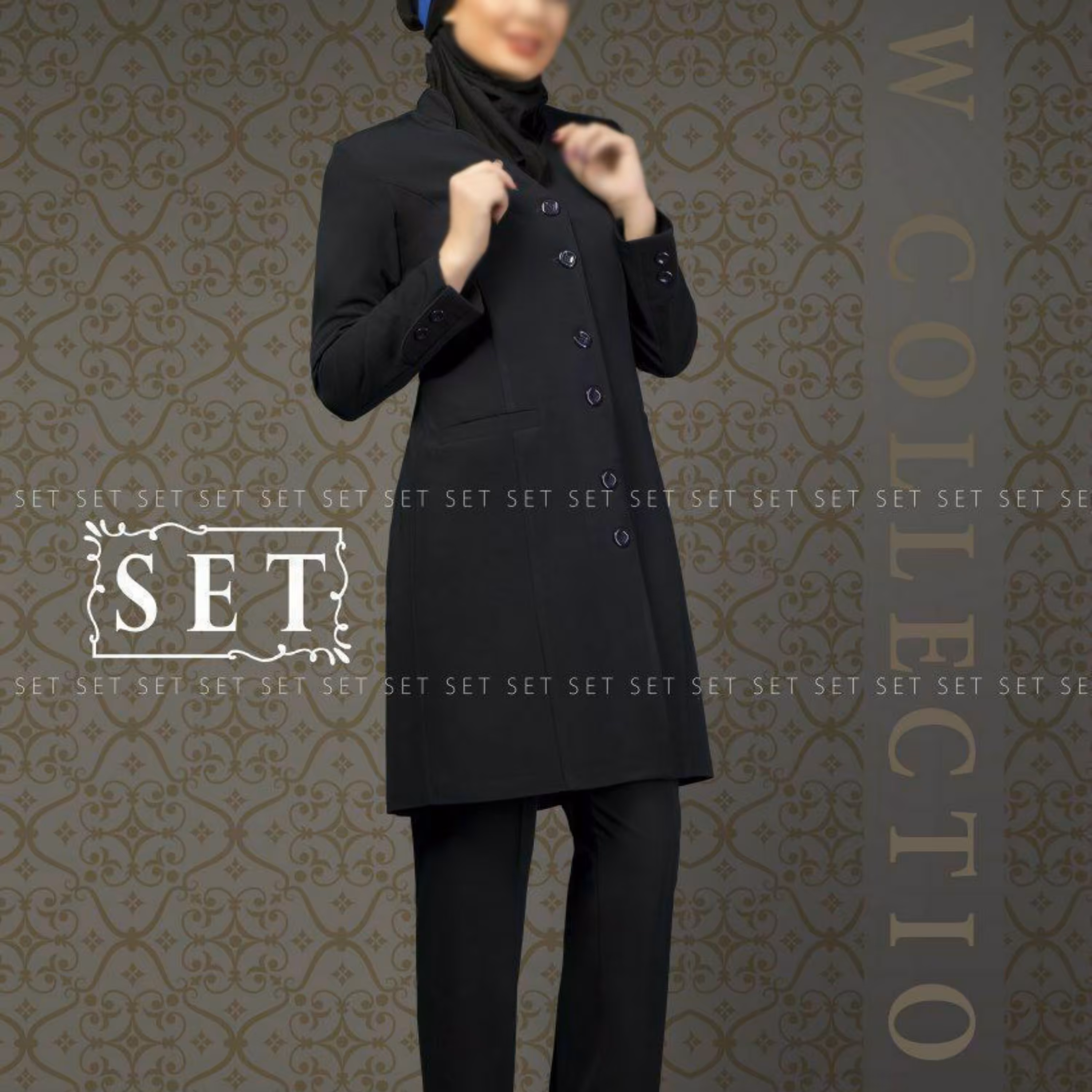 کت شلوار اداری مدل رویال رنگ سورمه ای سیر برند SET