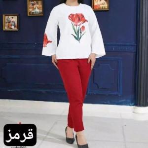 ست شومیز شلوار آستین گل