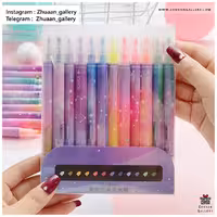 ست 12 رنگ ماژیک هایلایتر دو سر گلکسی