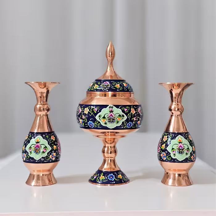 ست گلدان 16 و شکلات خوری 23 مس و پرداز