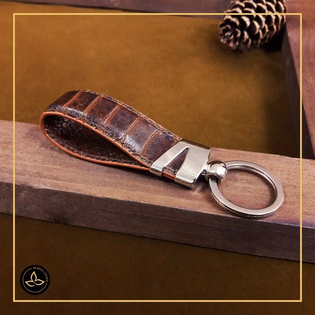 جا کلیدی چرم طبیعی بزی - رنگ قهوه ای طرحدار