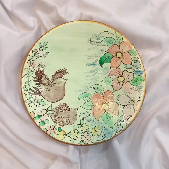 دیوارکوب سفالی گل و پرنده