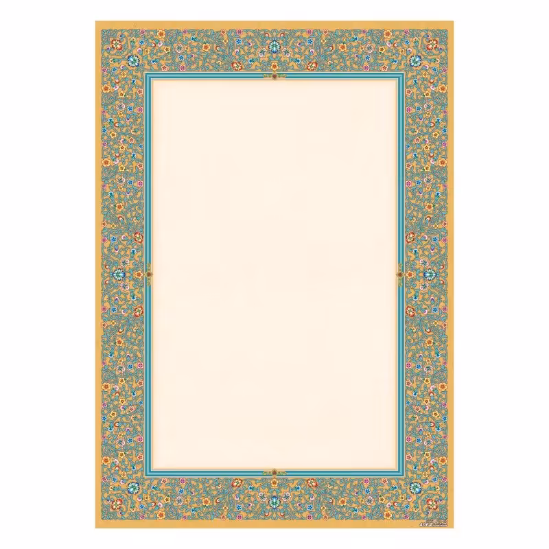 کاغذ تذهیب و ابروباد ، متالیک ،A4 طرح گلستان طلایی کد 4064 . گلاسه مات 150 ، گرمی بسته 100 برگی