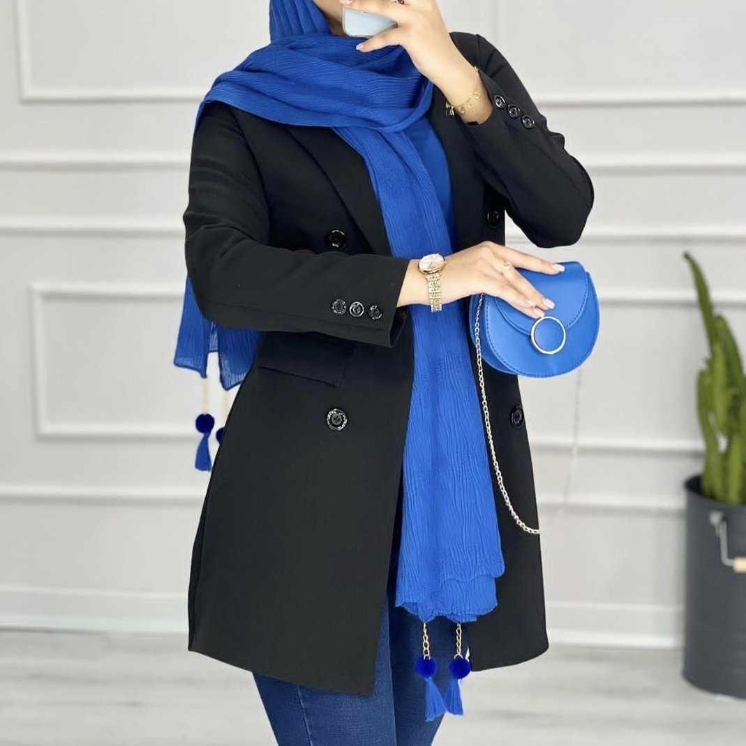 کت زنانه مزونی ، مشکی جلوی کار لایه پرشین کار شده