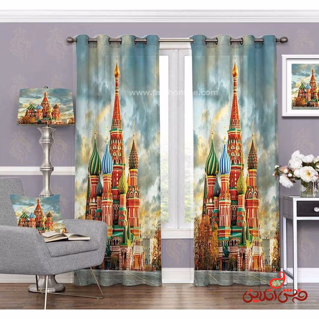 پرده طرح کاخ کرملین روسیه(مسکو) کد 3473
