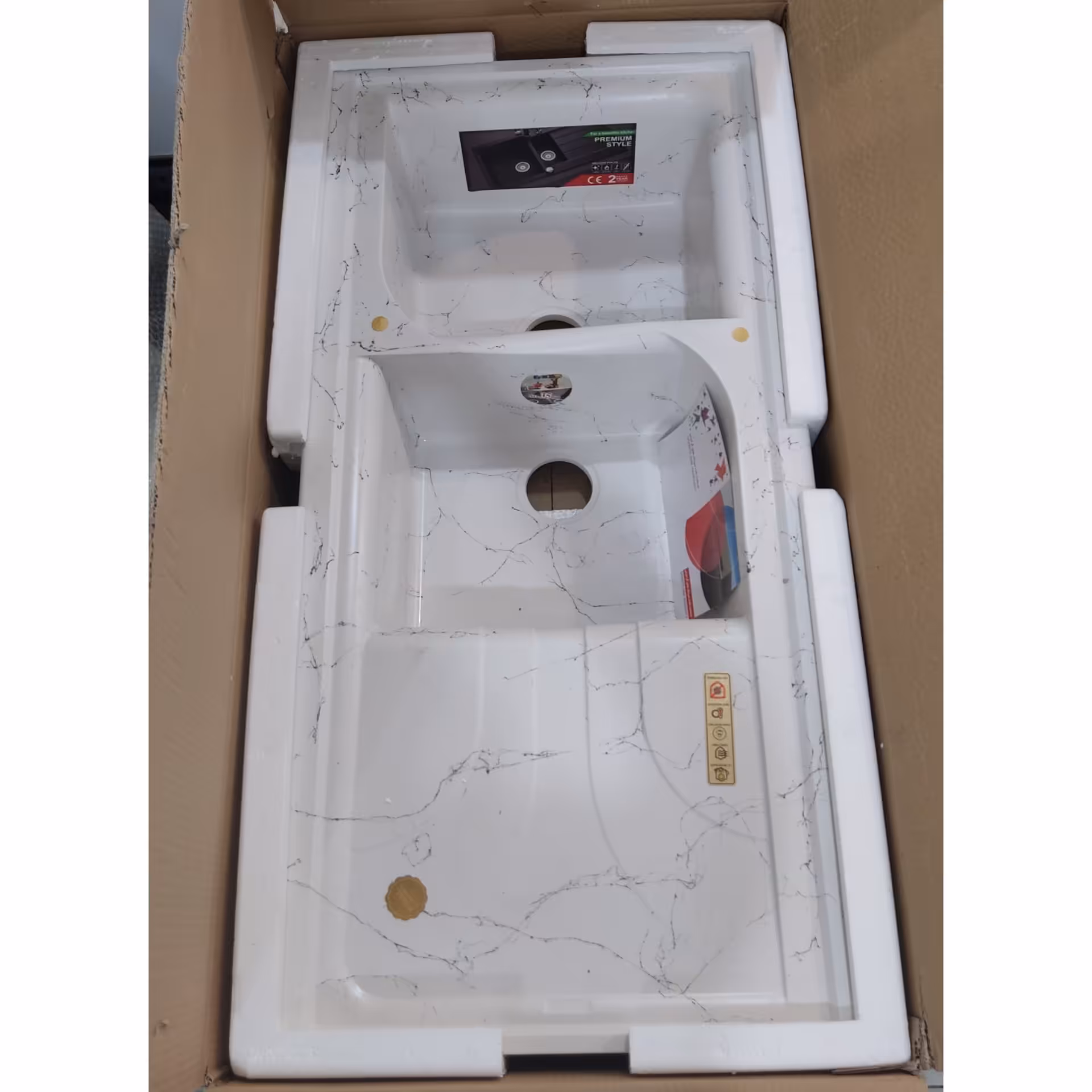 سینک گرانیت روکار  ایتالیانو طرح سنگی طلا  120 سانت روکار با سیفون