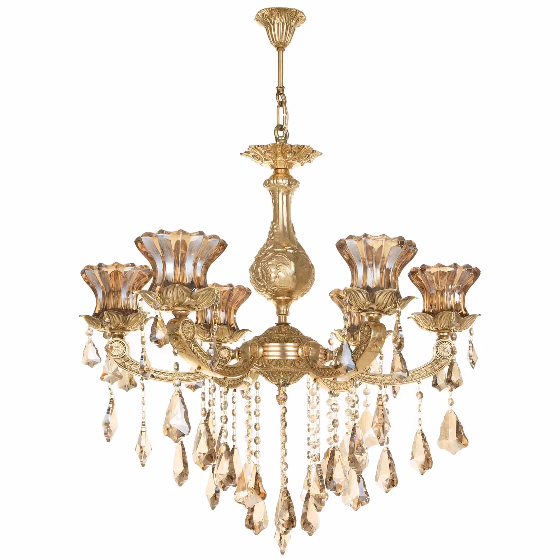 لوستر 6 شعله کلاسیک شاهان جنس برنز کد 8027 گارانتی 3 ساله 