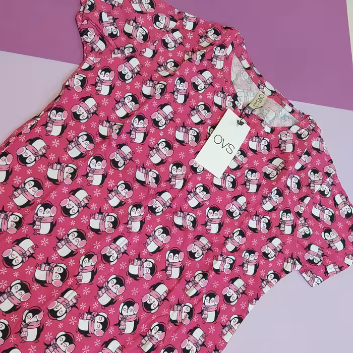 تیشرت و شلوار ست (نخ پنبه طرح پنگوئن)