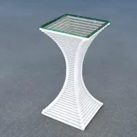 استند گلدان چوبی رنگ سفید سایز متوسط مدل paya SM1