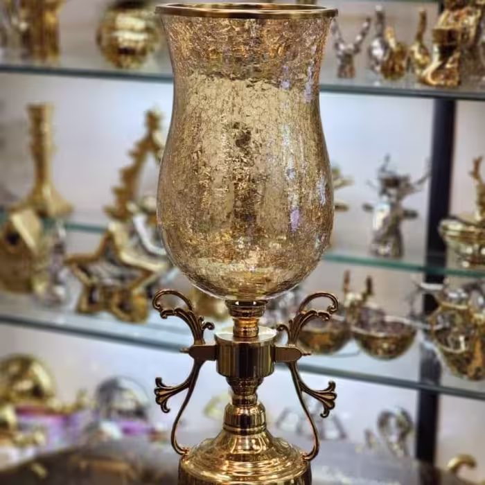 قیمت تولیدی ،گلدان لاله بزرگ جدید پایه فلزی  رنگ آنتیک خاص و زیبا ، با ضمانت ثابت بودن رنگ