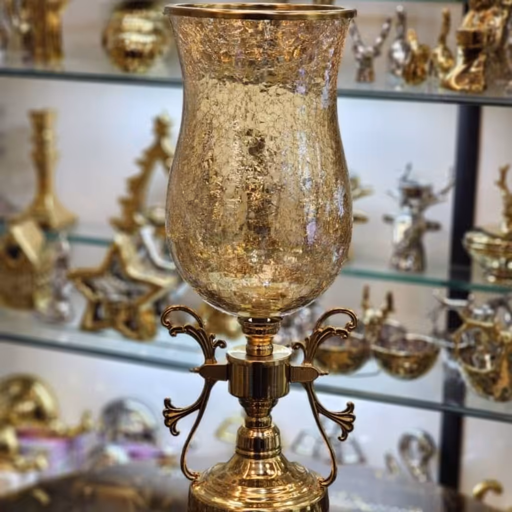 قیمت تولیدی ،گلدان لاله بزرگ جدید پایه فلزی  رنگ آنتیک خاص و زیبا ، با ضمانت ثابت بودن رنگ