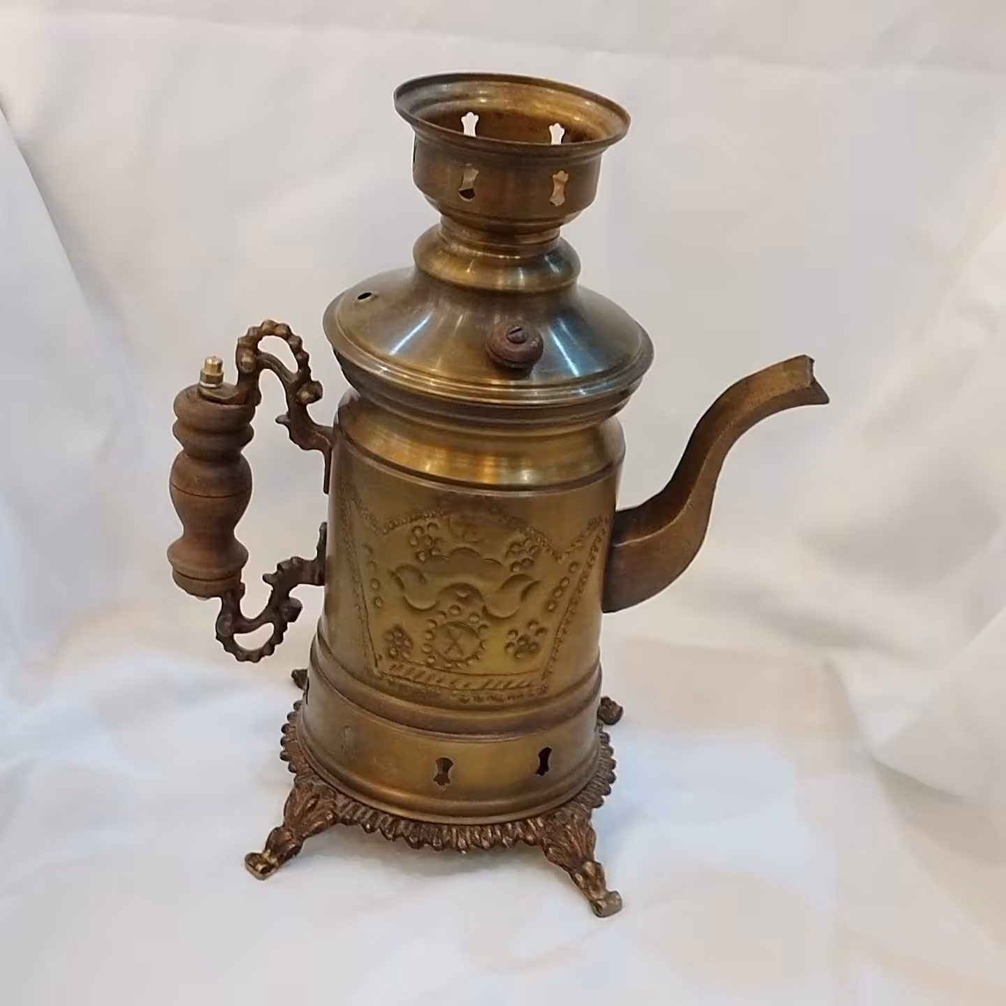 کتری شکاری استوانه ای انتیک برنز 