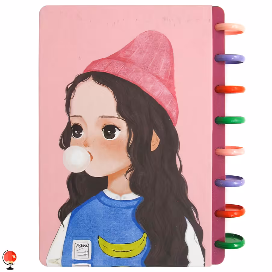 دفتر مشق 100 برگ دکمه ای طرح دختر سویل