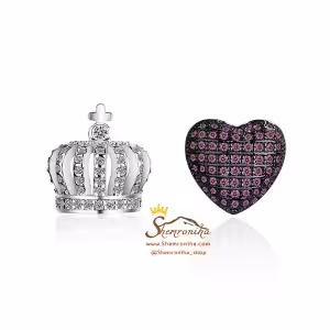 گوشواره نامتقارن قلب و تاج EAR354S0