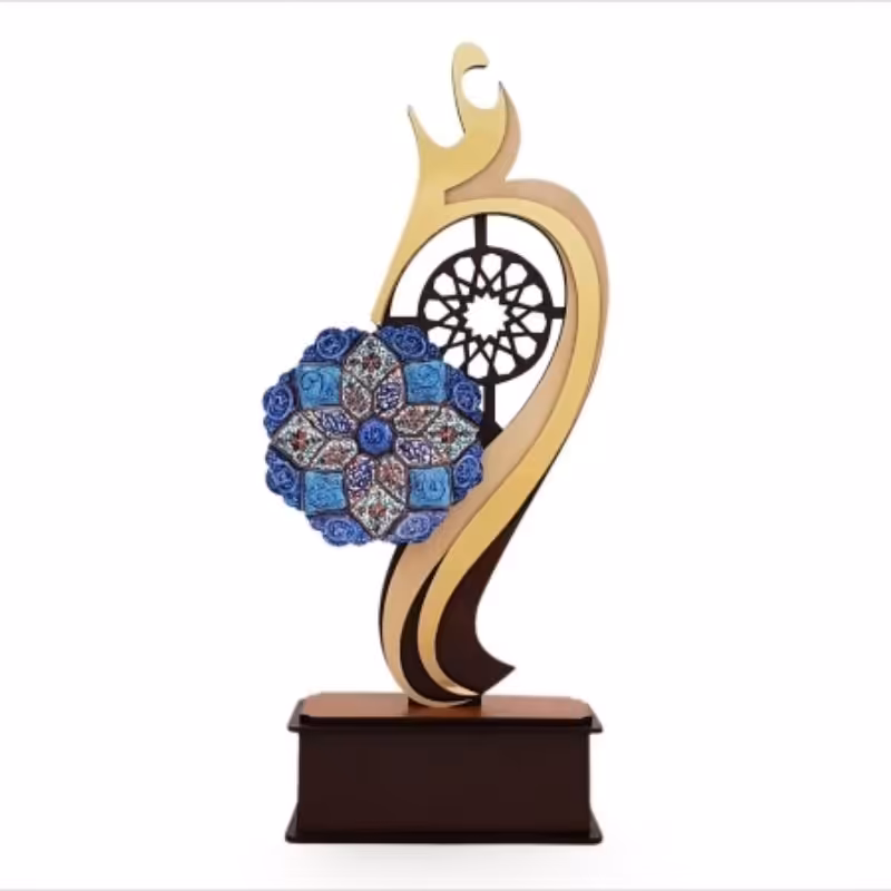 تندیس مناسبتی عید غدیر تندیس علی با بشقاب میناکاری مسی ارسال رایگان