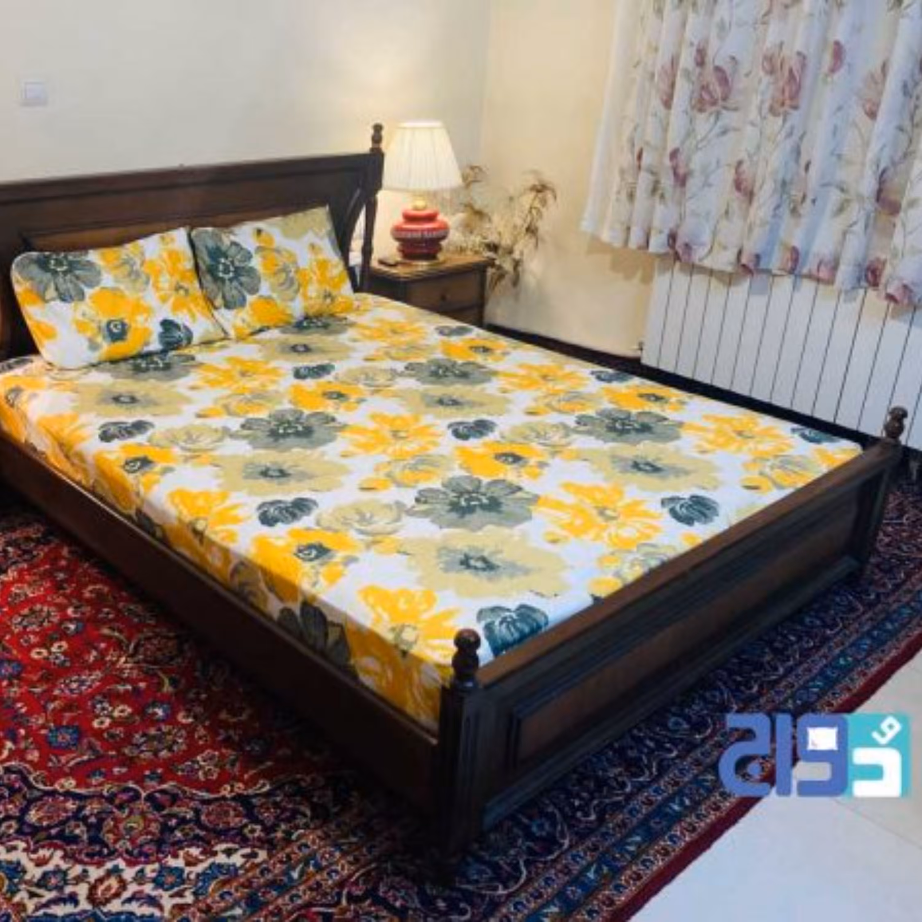روتختی کشدار تخت 2نفره طرح ترک گل آفتابگردان عرض160