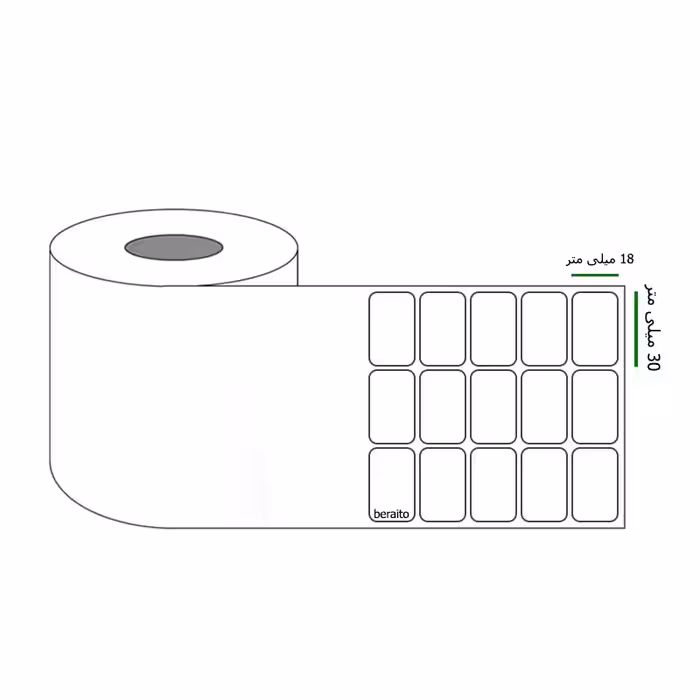 خرید برچسب پرینتر لیبل زن ابعاد 30 × 18 میلی متر رول 6000 عددی
