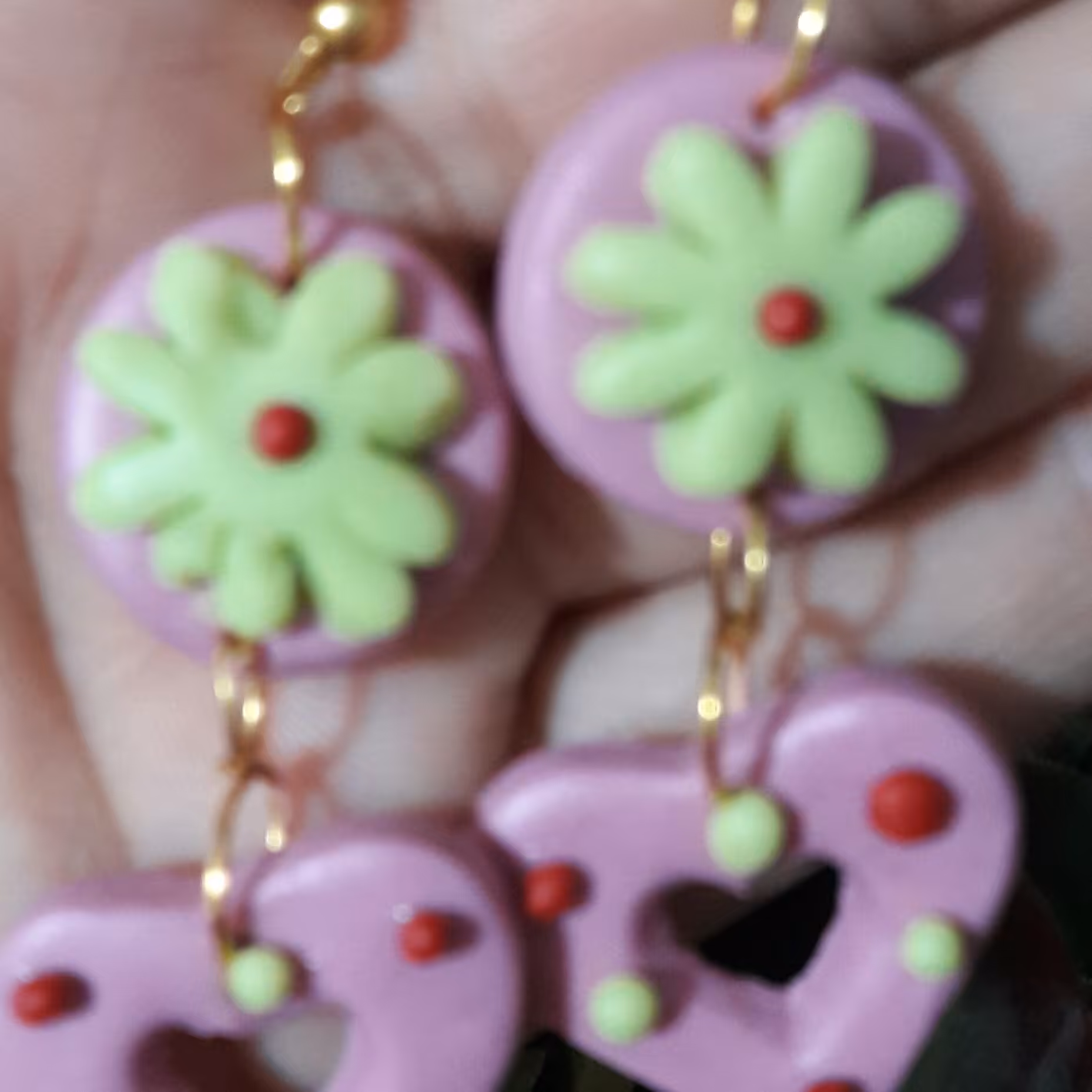 گوشواره قلبی خمیری سبک قابل شستشو ساخته شده از خمیر ایتالیایی