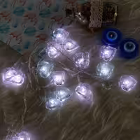 ریسه طرح قلب توخالی شیشه ای مهتابی 4 متری