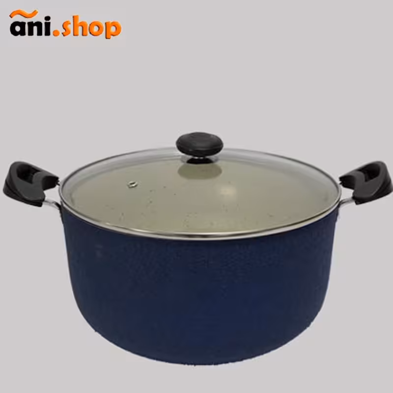 قابلمه گرانیتی درب شیشه ای رنگ سرمه ای براق