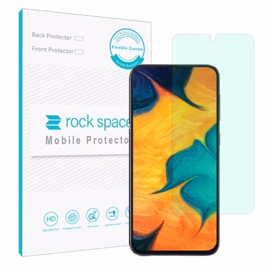 گلس سامسونگ A30 مدل نانو هیدروژل گرین لایت برند راک اسپیس