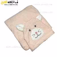 حوله پالتویی کودک سلین طرح گربه صورتی روشن سایز 8-9