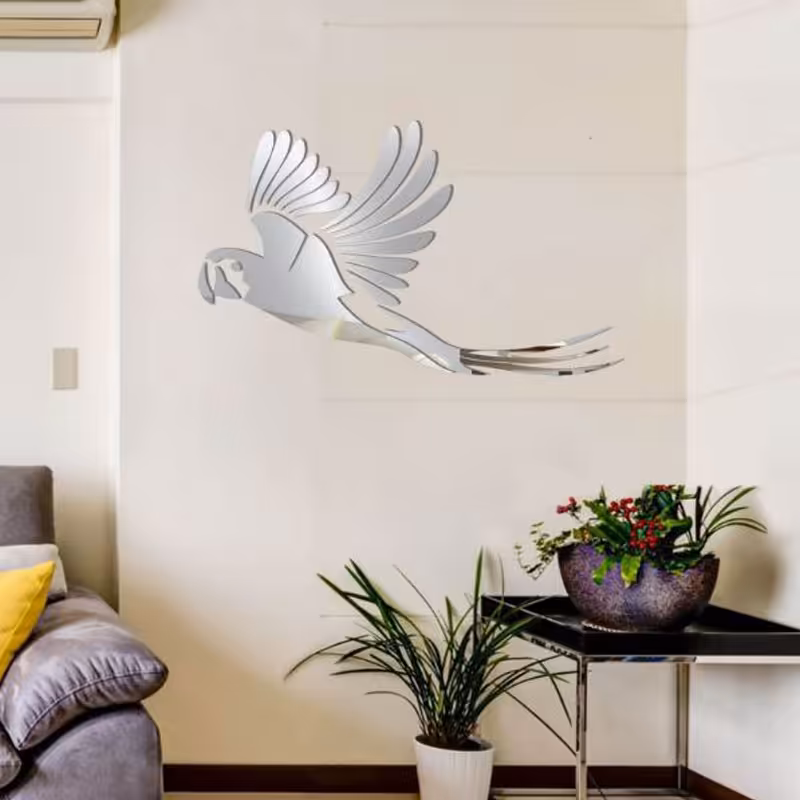 آینه پلکسی گلس مدل پرنده M182 کد 1619 طلایی 