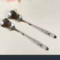 قاشق بستنی خوری گل میخک دست 6 تایی لیبل نارنجی