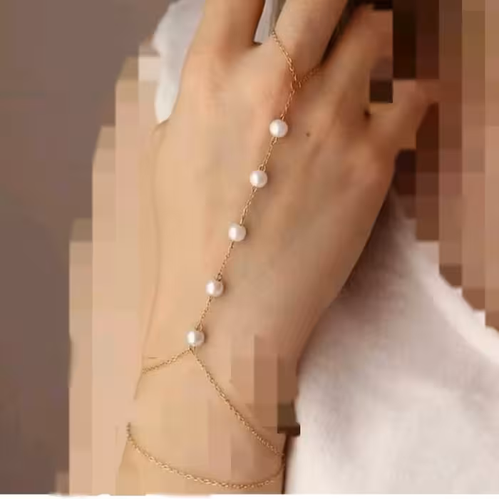 تمیمه زنجیر و‌مروارید دو لاین طلایی استیل