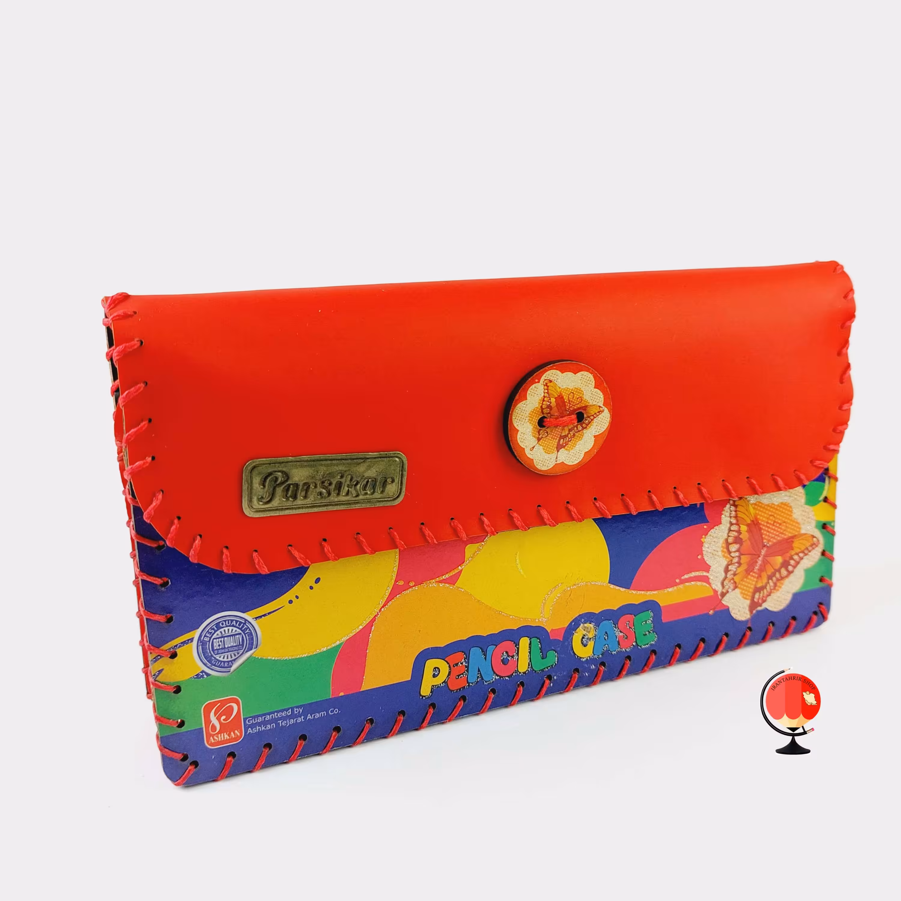 جامدادی پارسیکار  مدل jm532 طرح چرم قرمز رنگ کد 2434